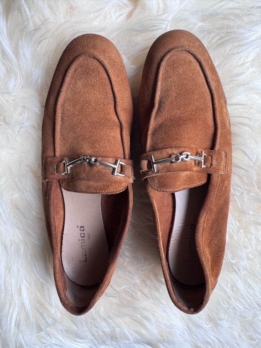 LAMICA Genuine Suede Leather Loafers for Women Horsebit Italy